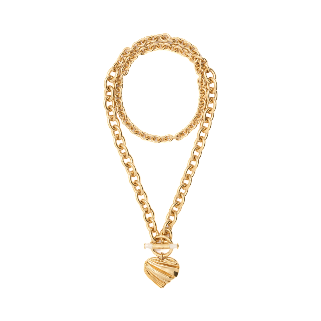 CH26AJN09LLB9AI (W) Chloe Pleated Heart Necklace Orange Beige