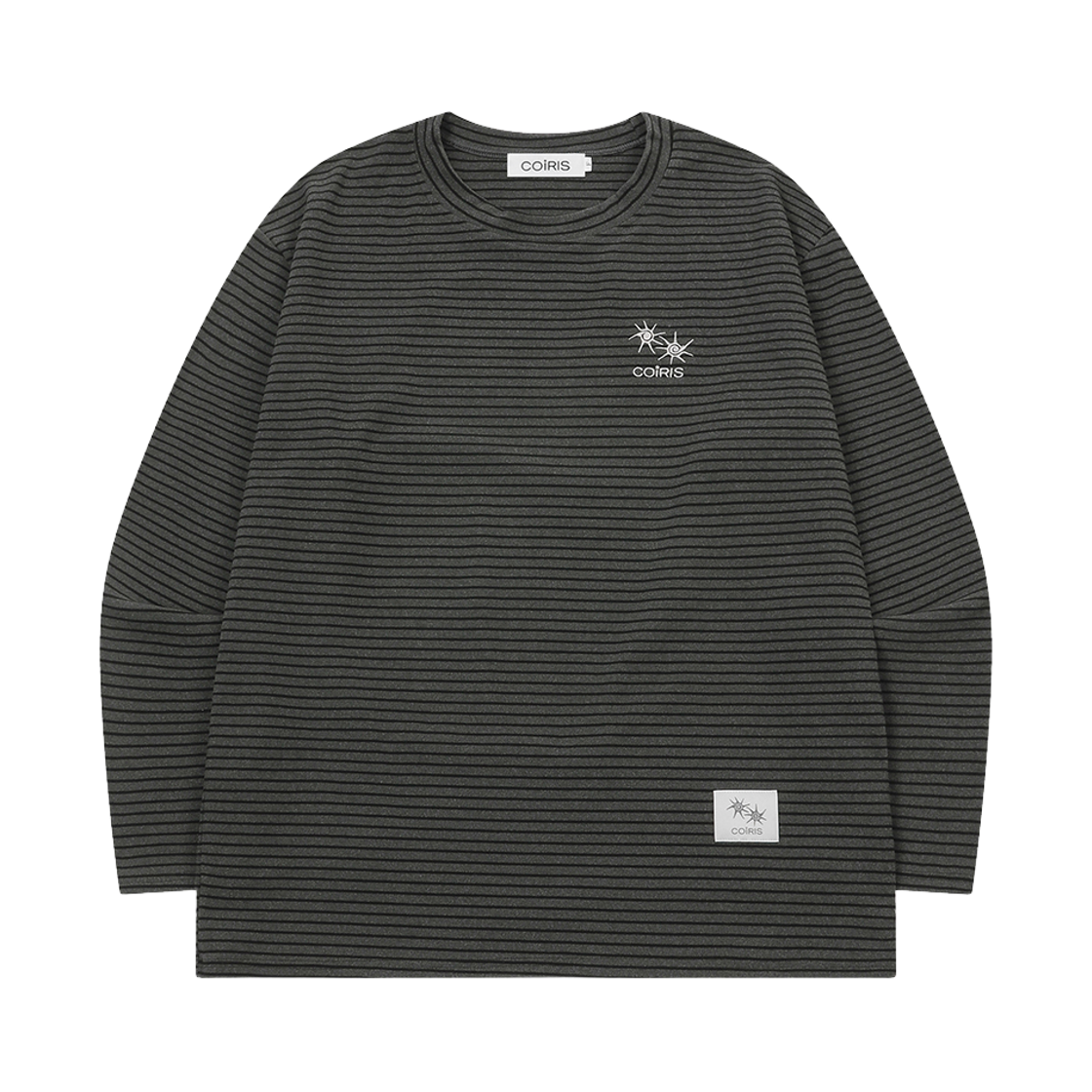 코이리스 클레 스트라이프 루즈핏 긴팔 티 남녀공용 차콜-블랙(Coiris Cle Stripe Loose Fit Long Sleeve T Unisex Charcoal-Black)
