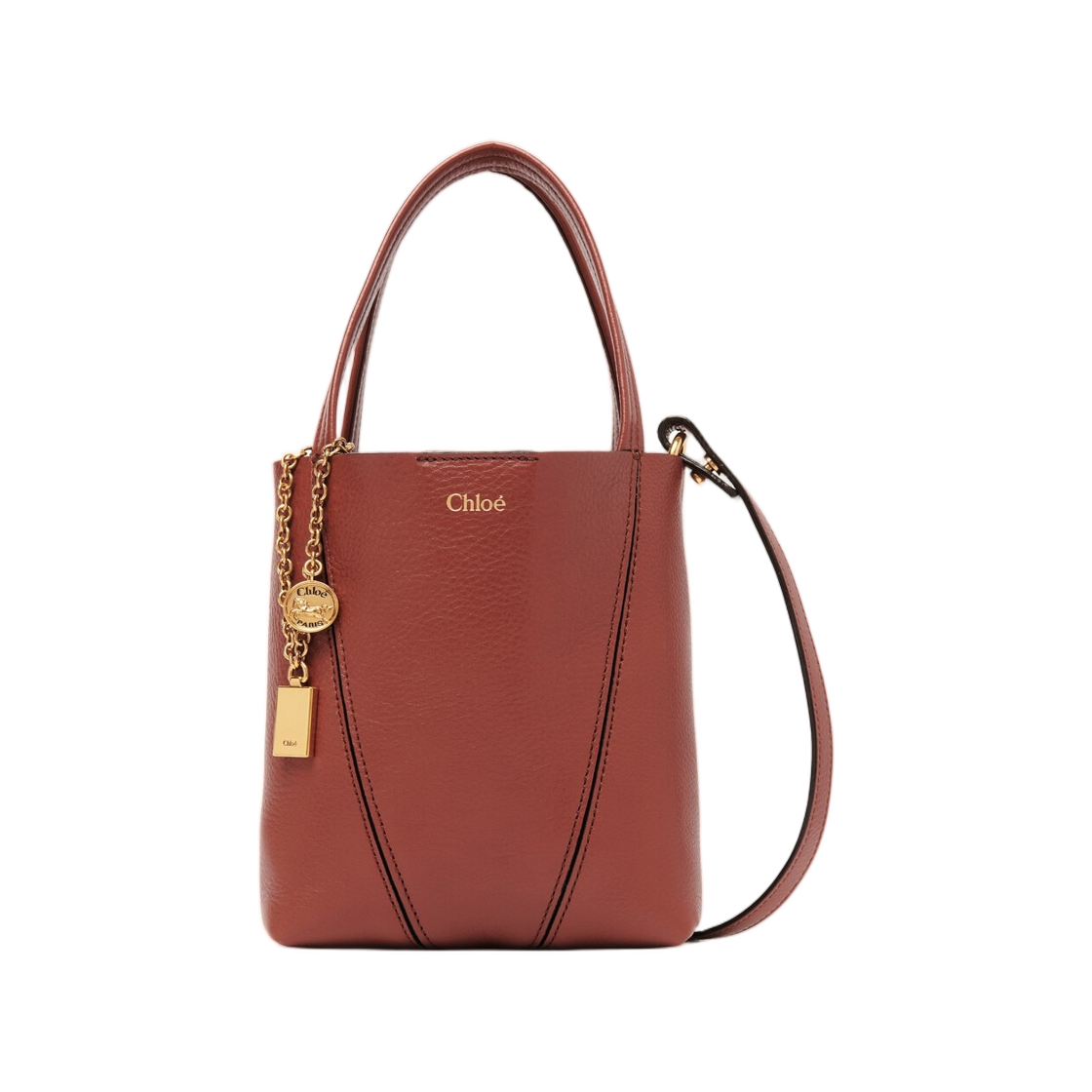 끌로에 스몰 끌로에 스핀 토트백 그레인드 레더 블러쉬 브라운(Chloe Small Chloe Spin Tote Bag in Grained Leather Blushy Brown) - 1