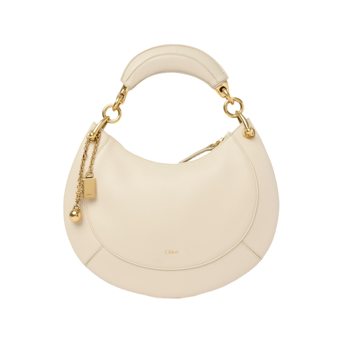 CH26AS921S6027J Chloe Small Chloe Banana Zipped Hobo in Soft Leather Milk