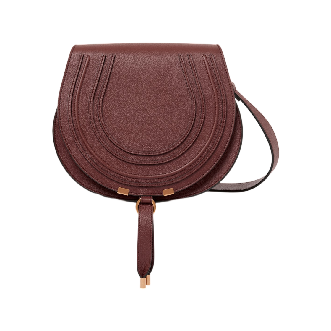 CHC24AS679I3127M Chloe Marcie Saddle Bag in Grained Leather Crafty Brown