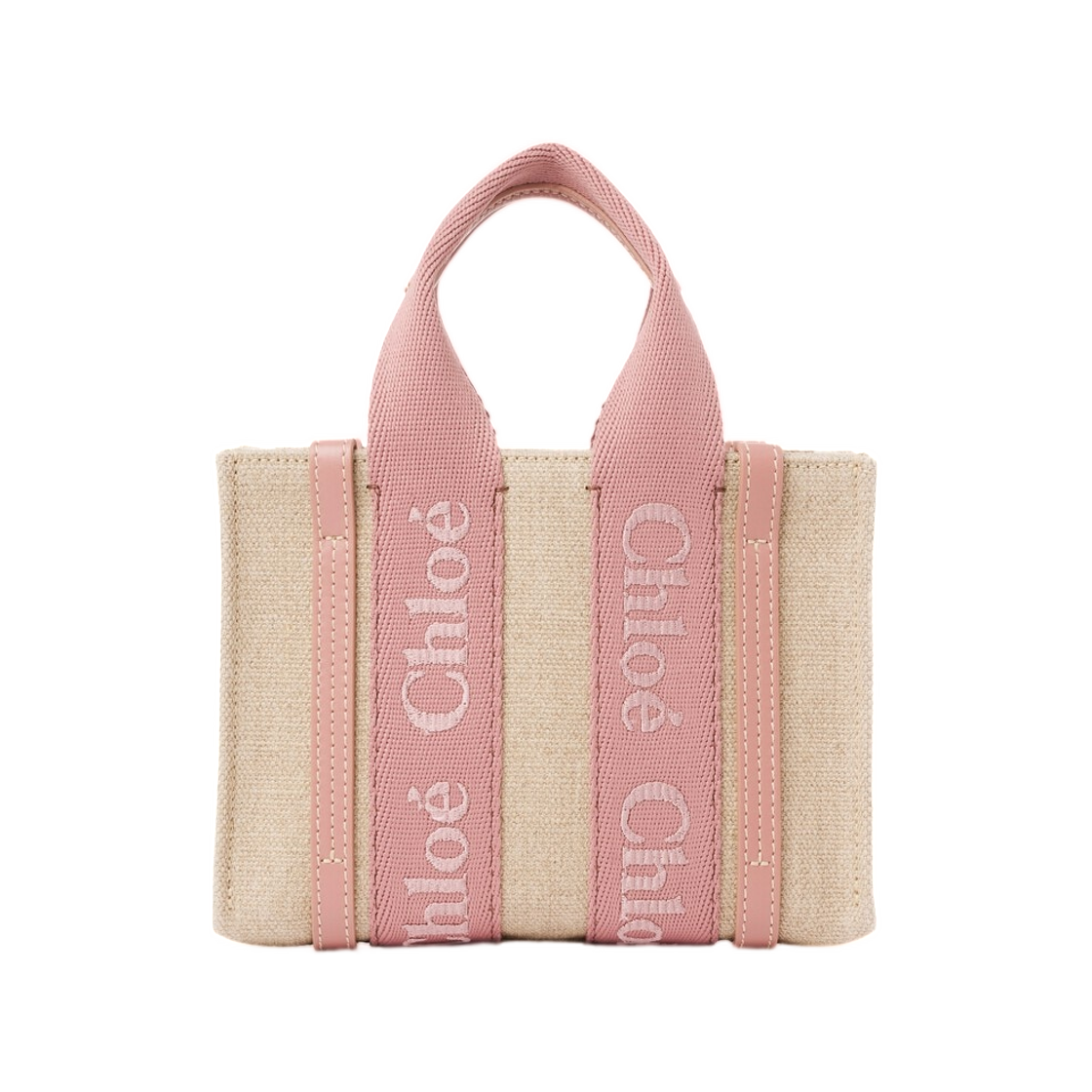 끌로에 미니 우디 토트백 리넨 누가(Chloe Mini Woody Tote Bag in Linen Nougat) - 2