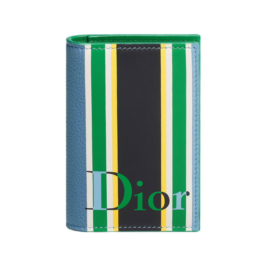 2ESCH207ITS-H626 Dior Dioriviera Bifold Card Holder Sun Stripe Calfskin Marquetry Blue Green