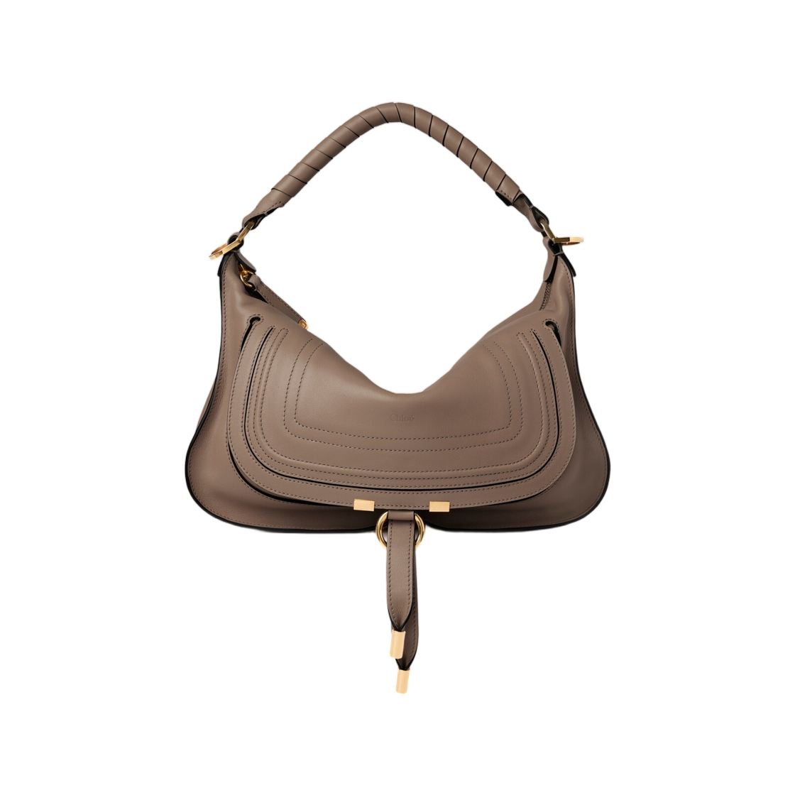 CH26SS882R3528H Chloe Small Marcie Shoulder Bag in Soft Leather Deep Taupe
