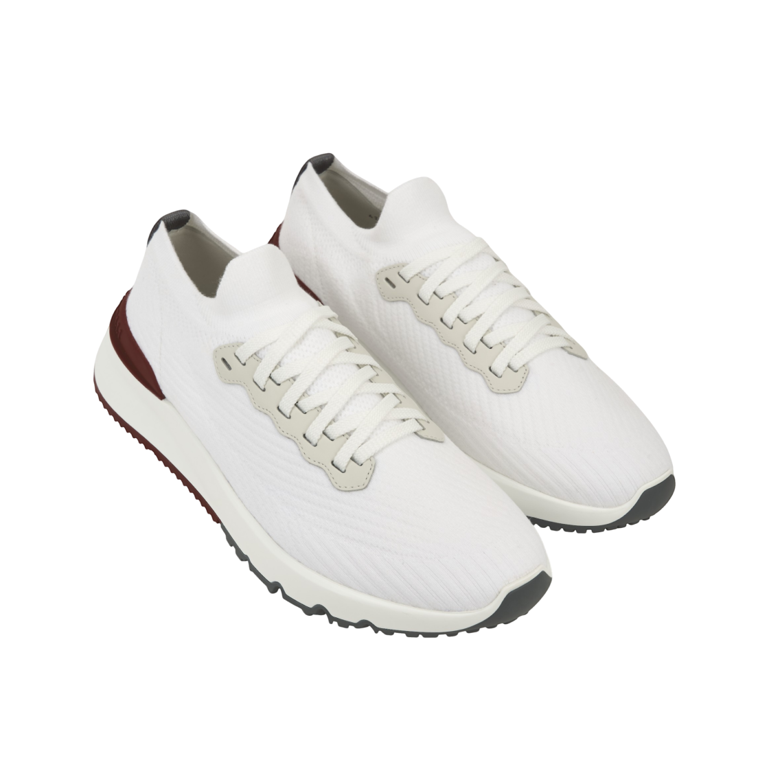 브루넬로 쿠치넬리 코튼 니트 세미 폴리쉬드 카프스킨 러너 화이트(Brunello Cucinelli Cotton Knit Semi Polished Calfskin Runners White) - 4