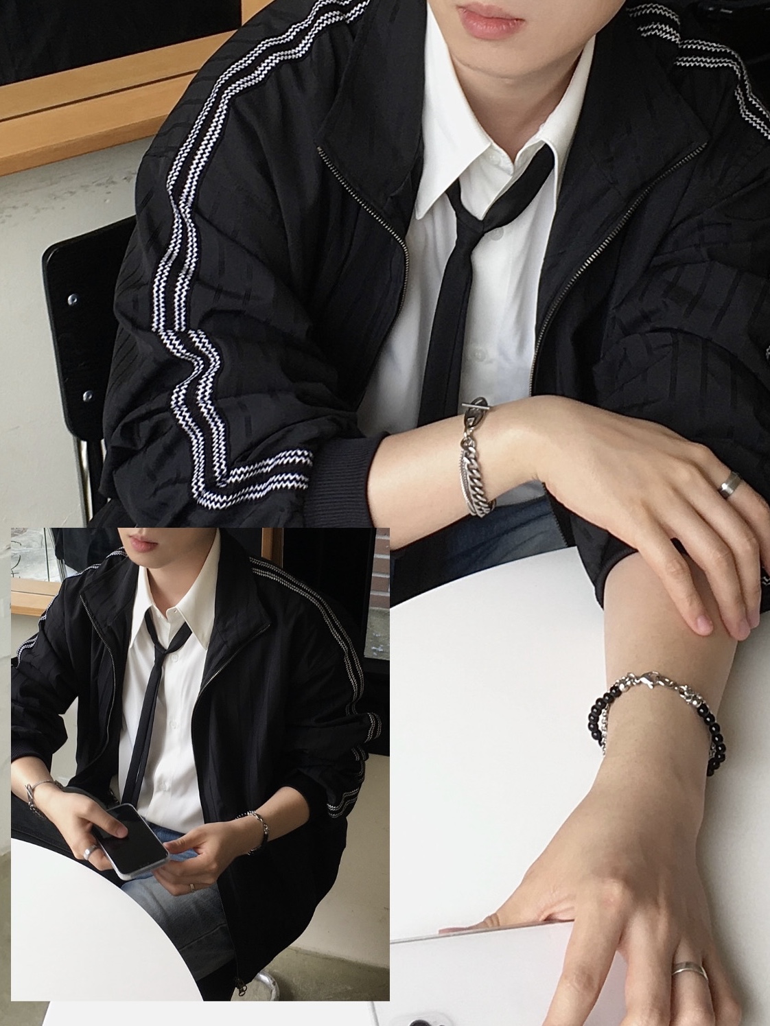 Zara Rock Style Flap Shoulder Bag Black 착용 스타일 - 6