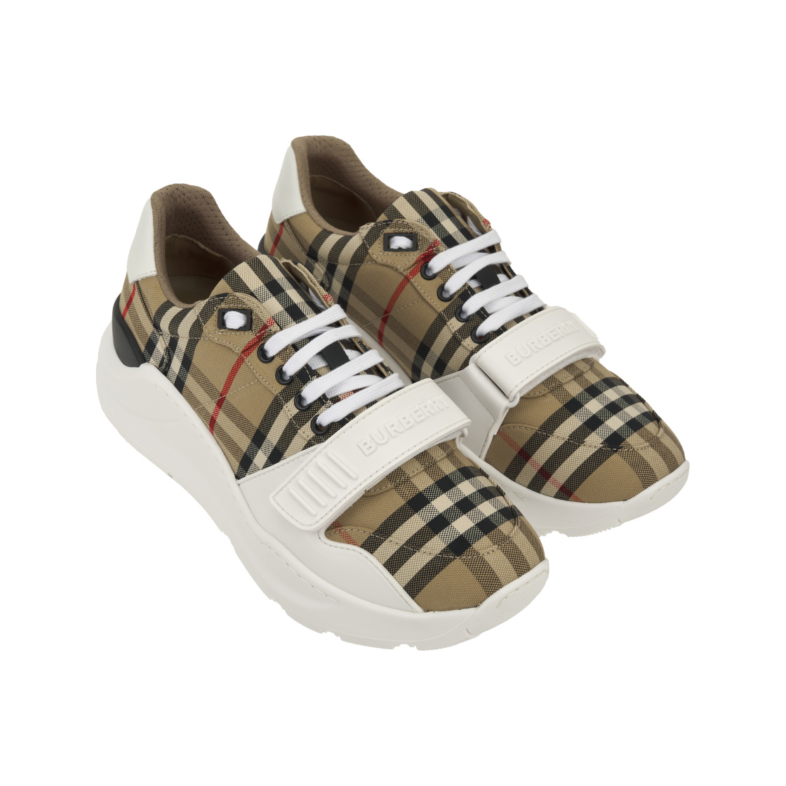 버버리 빈티지 체크 스웨이드 레더 스니커즈 아카이브 베이지(Burberry Vintage Check Suede Leather Sneakers Archive Beige) - 4