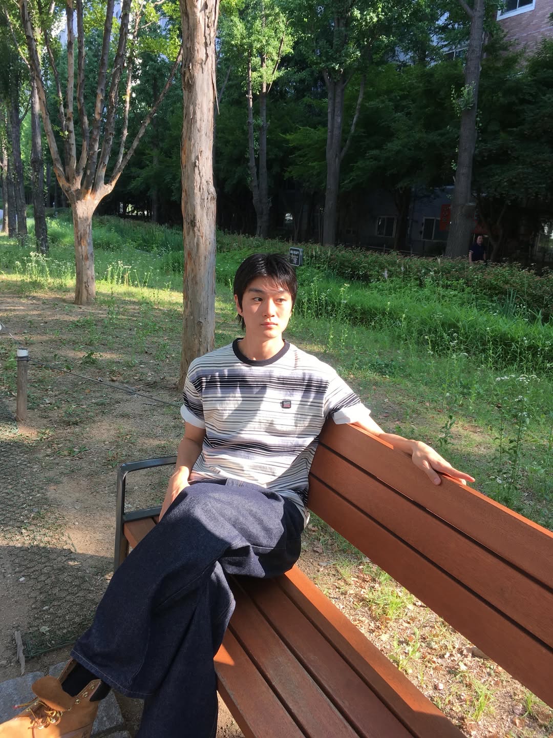 SPORT CHAMBER Glitch T-shirt GRAY 착용 스타일 - 1
