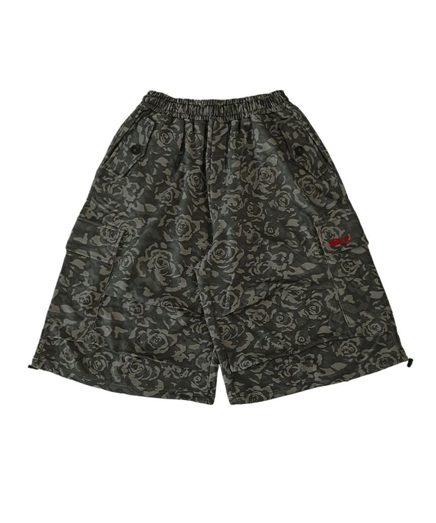 E261SBT003RR Escapefrom Flower Camo All-Over Print Bermuda Sweatpants Green