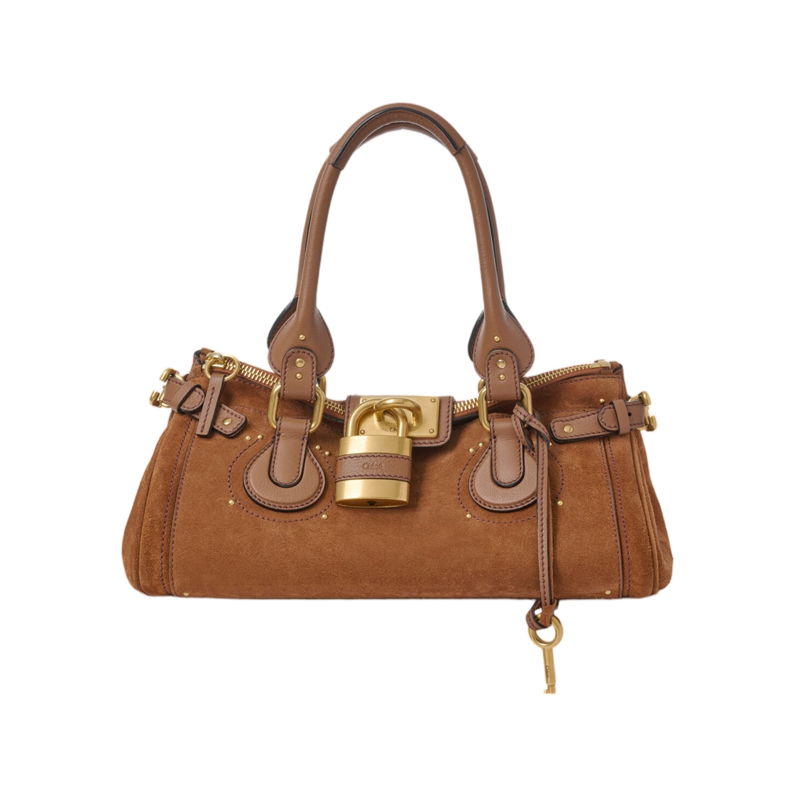 CH26AS802S77206 Chloe Paddington Bag in Suede Leather Vintage Brown
