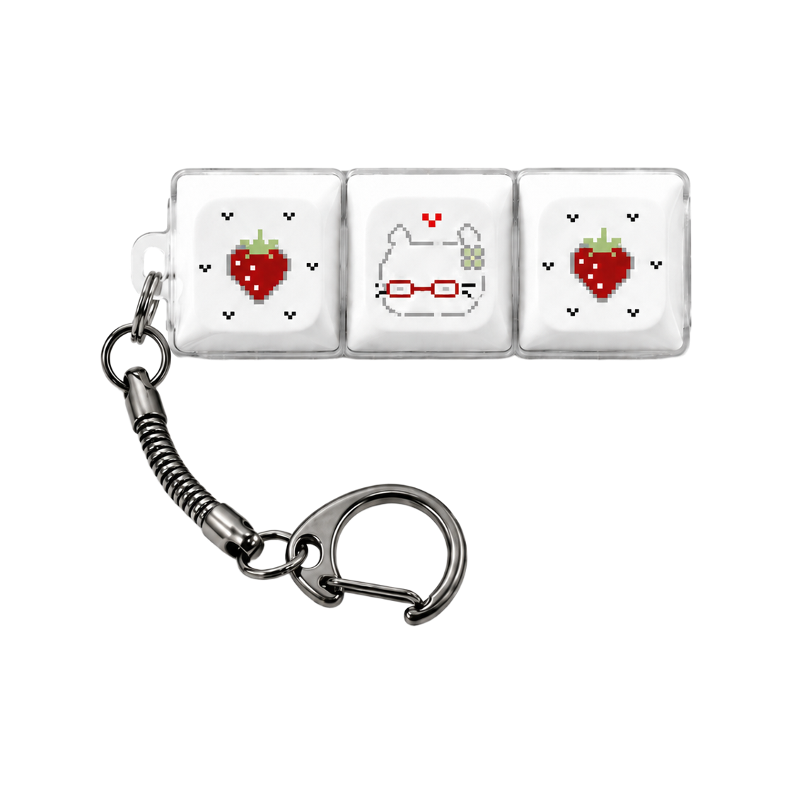 나인틴프라이데이 안경도트냥 키캡 키링 - (3구)(NINETEENFRIDAY Glasses Dot Cat Keycap Keyring - (3 Button))