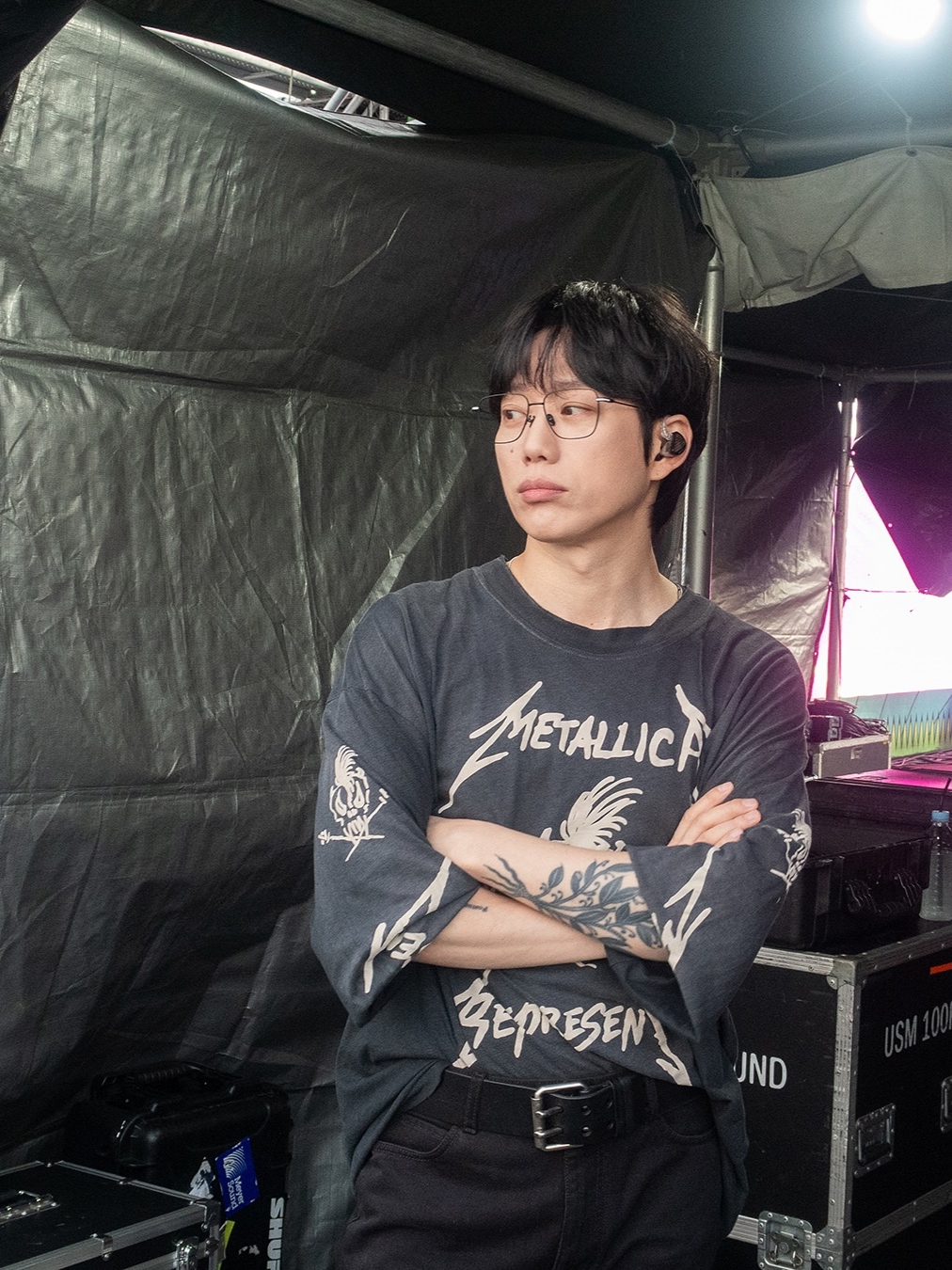 Represent x Metallica Garage Inc LS T-Shirt Stained Black - 25SS 착용 스타일 - 1