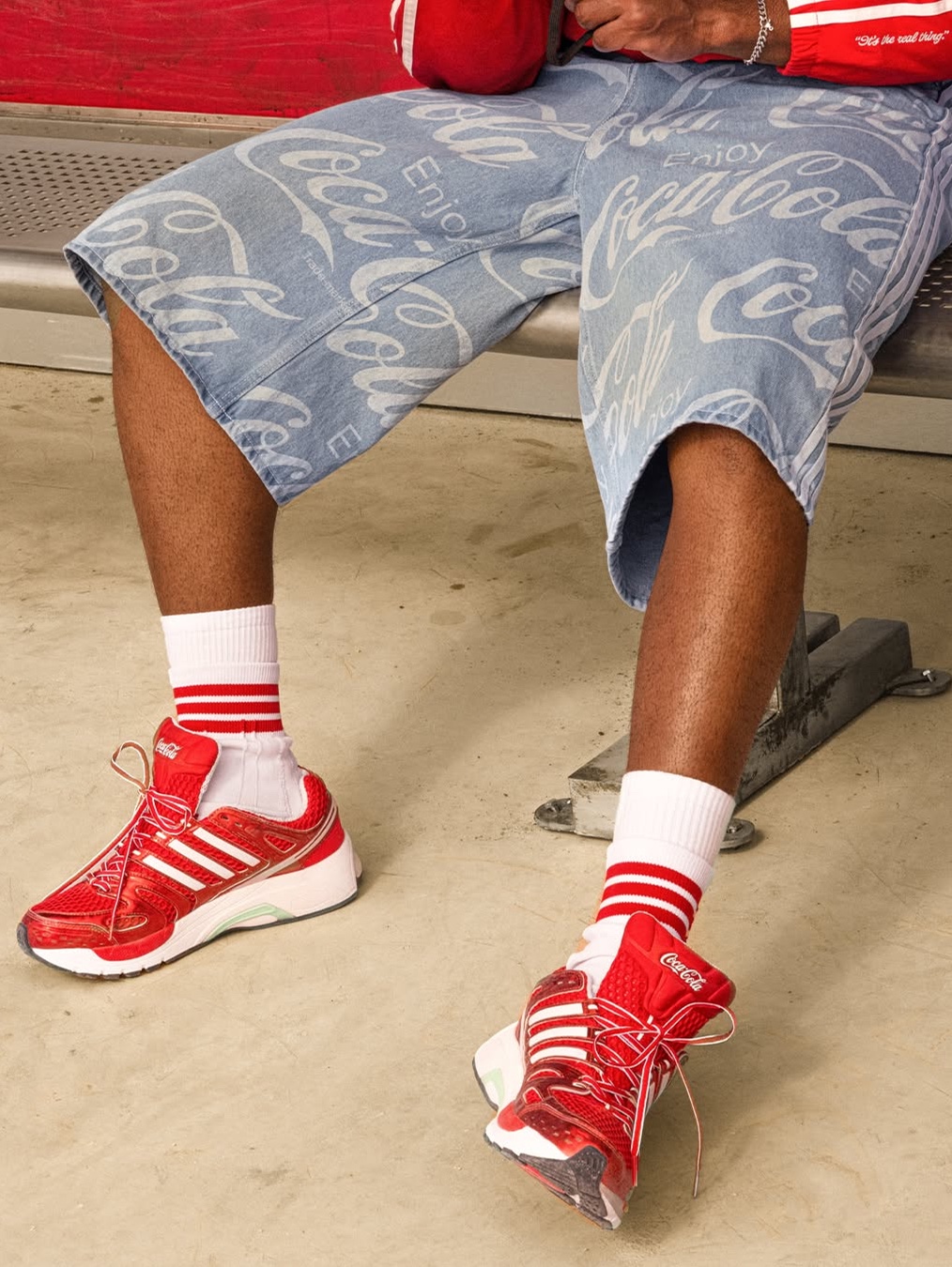 Adidas x Coca-Cola Classic Sport Mesh Up Jersey White Multicolor - KR Sizing, Adidas x Coca-Cola Samba OG Red Core Black 착용 스타일 - 8