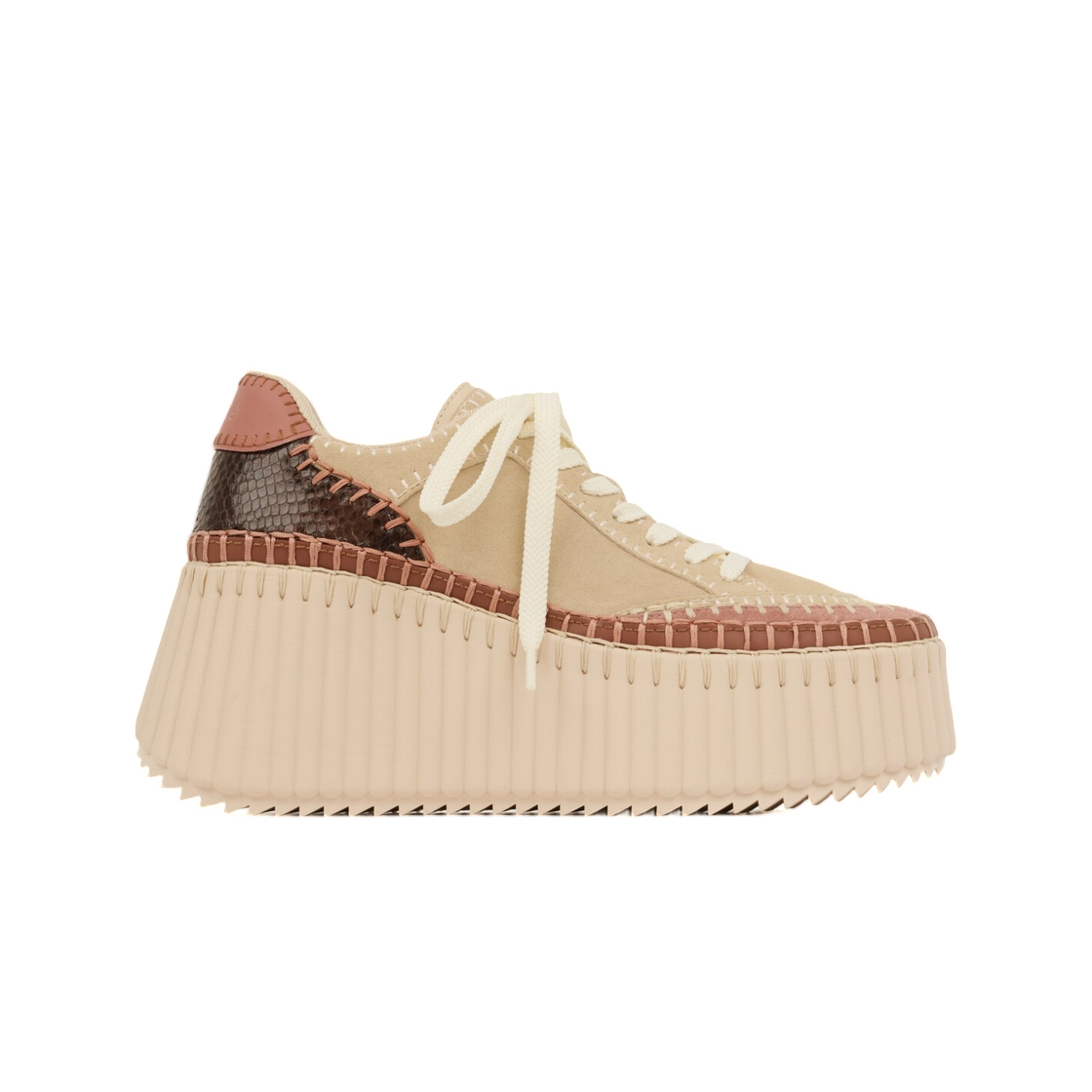 CH26A02IYK236 (W) Chloe Nama Wedge Sneaker Classic Tobacco