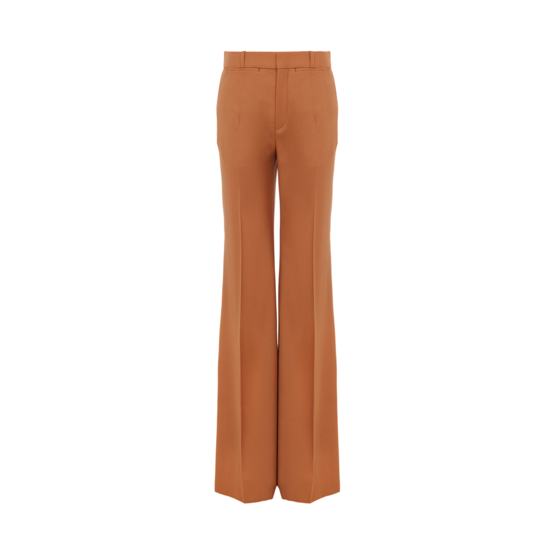 (W) 끌로에 하이 라이즈 플레어 팬츠 울 개버딘 태니시 레드((W) Chloe High Rise Flared Pants in Wool Gabardine Tannish Red)
