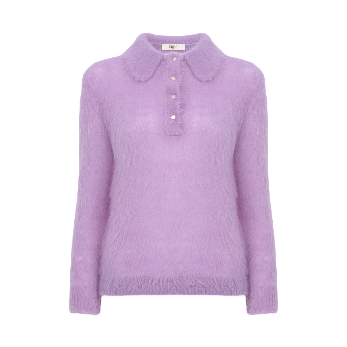 CH26AMP16720508 (W) Chloe Polo Sweater in An Alpaca Wool Blend Knit Dreamy Lavender