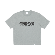 NOMANUAL Waffle Patched Crop T-Shirt Melange