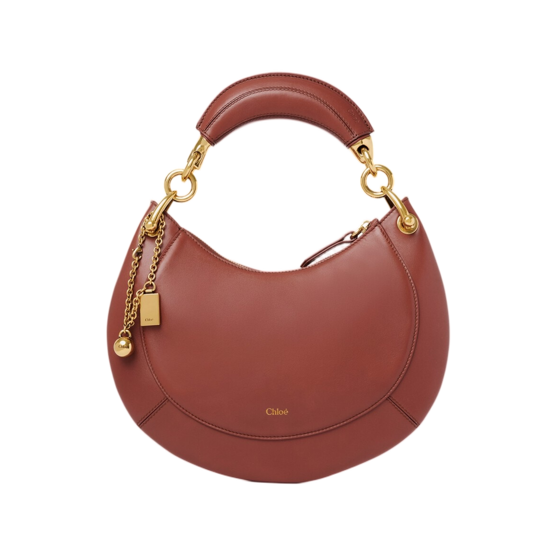 CH26AS921S6026P Chloe Small Chloe Banana Zipped Hobo in Soft Leather Blushy Brown