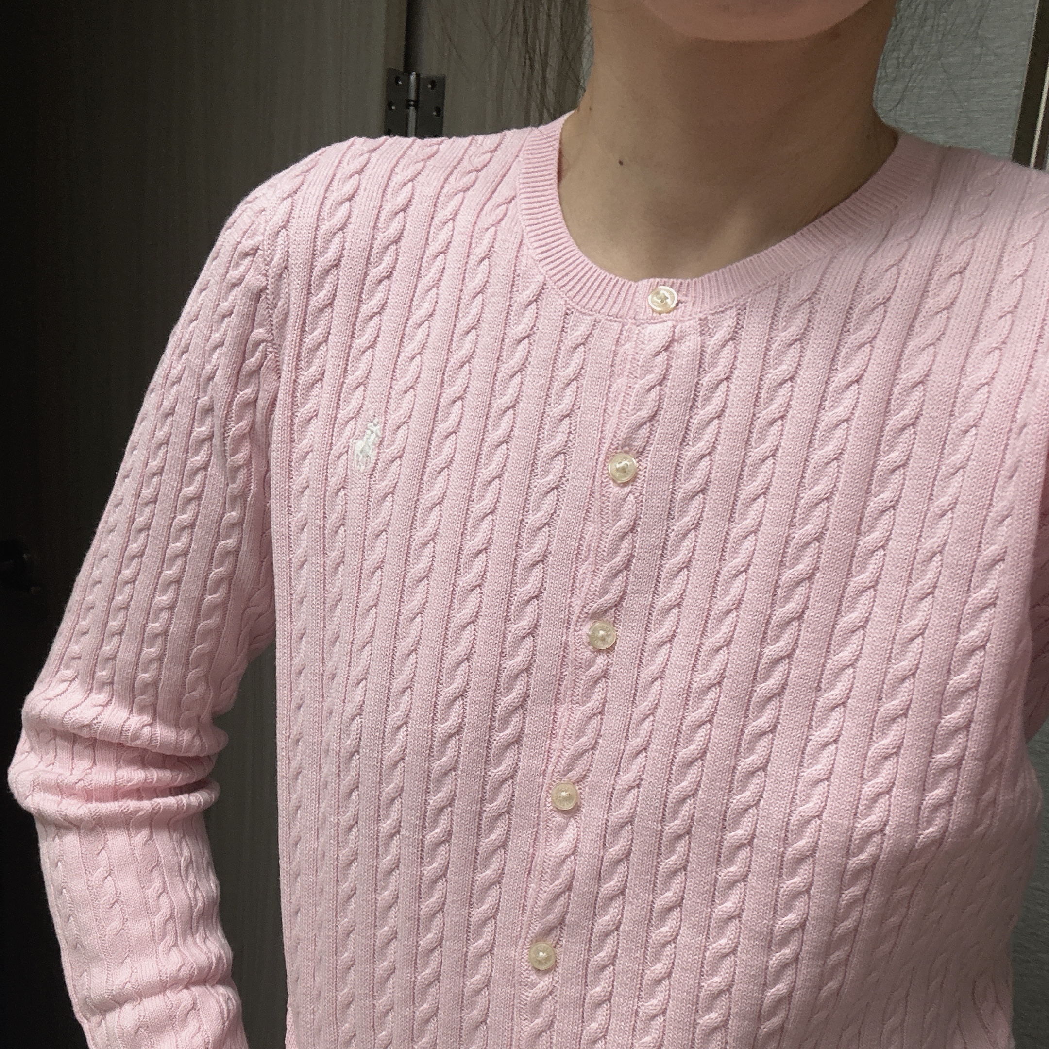 [20% 적립] Polo Ralph Lauren Children Mini Cable Cotton Cardigan Pink 착용 스타일