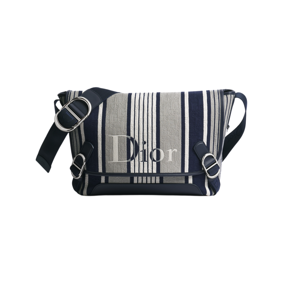 1DBME214TSS-H014 Dior Dioriviera Medium Dior Jet Flap Bag With Strap Dior Oblique Sun Stripe Jacquard Grey Blue