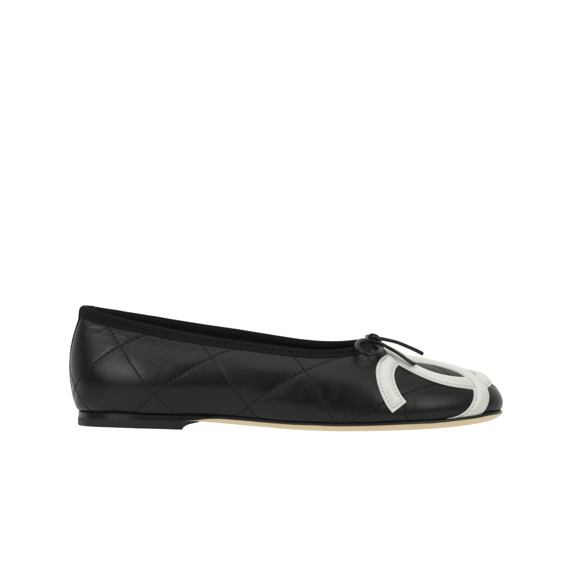 (W) 샤넬 발레 플랫 램스킨 & 블랙 화이트 더 샤넬 코코 비치 컬렉션((W) Chanel Ballet Flats Lambskin & Black White The Chanel Coco Beach Collection)