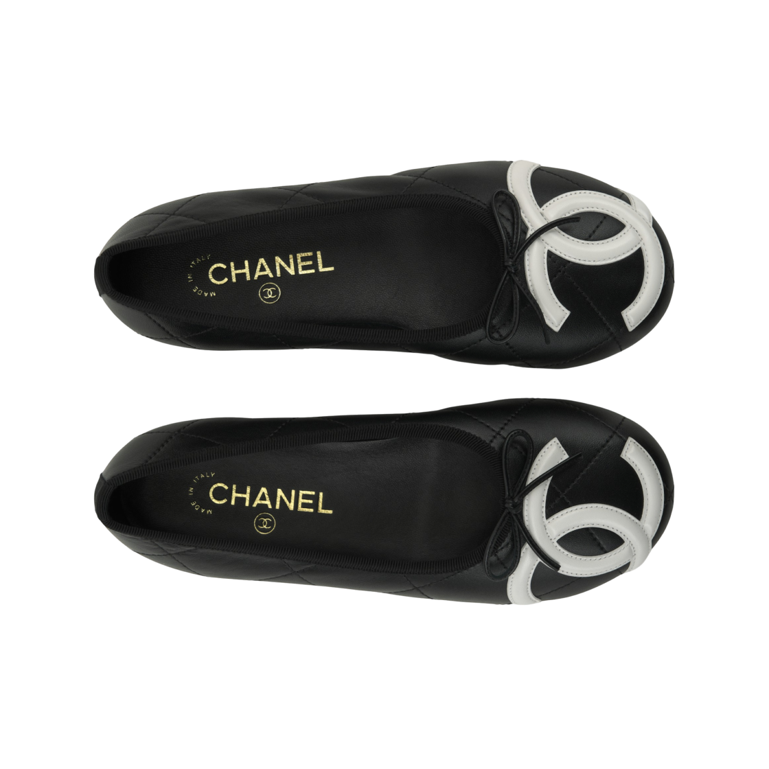 (W) 샤넬 발레 플랫 램스킨 & 블랙 화이트 더 샤넬 코코 비치 컬렉션((W) Chanel Ballet Flats Lambskin & Black White The Chanel Coco Beach Collection) - 5