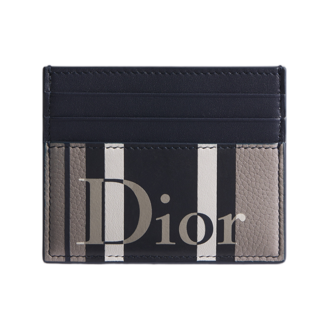 2ESCH206INT-H058 Dior Dioriviera Card Holder Sun Stripe Calfskin Marquetry Grey Blue