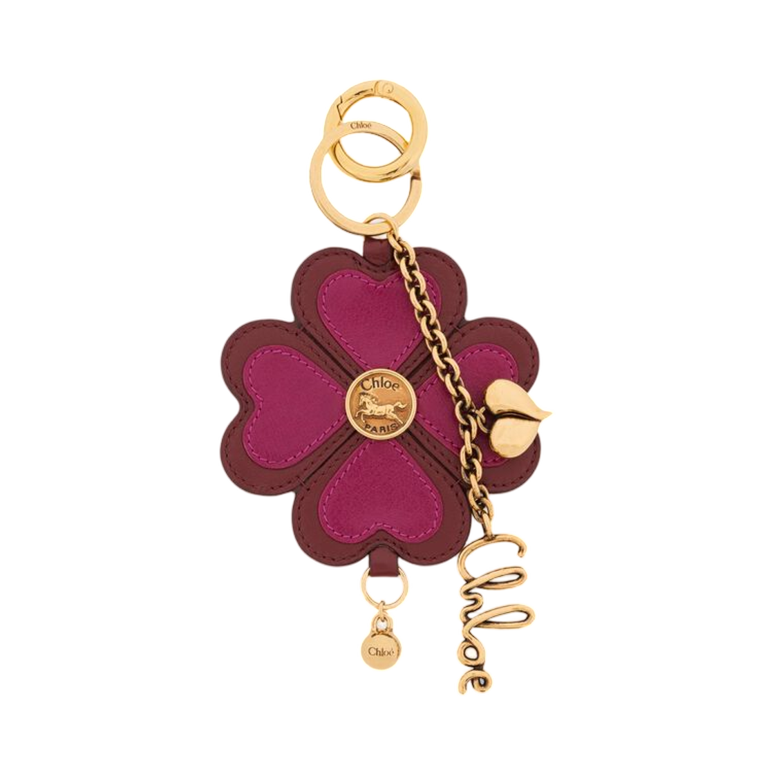 끌로에 심볼즈 클로버 키링 백 참 그레인드 레더 와일드 퍼플(Chloe Symbols Clover Key Ring Bag Charm in Grained Leather Wild Purple) - 1
