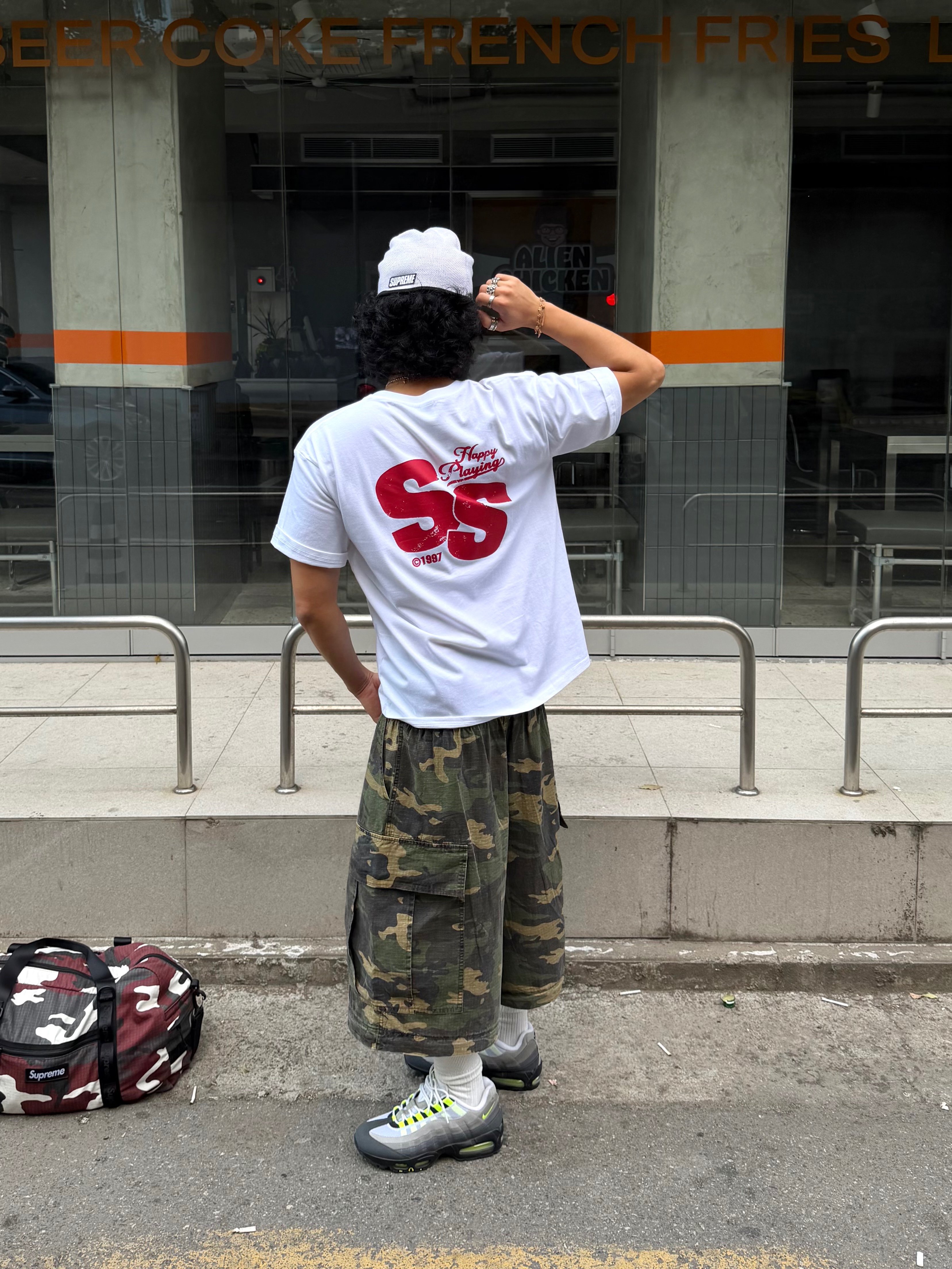 Supreme x Fox Racing Beanie White - 25FW, Nike Air Max 95 OG Neon 착용 스타일 - 2