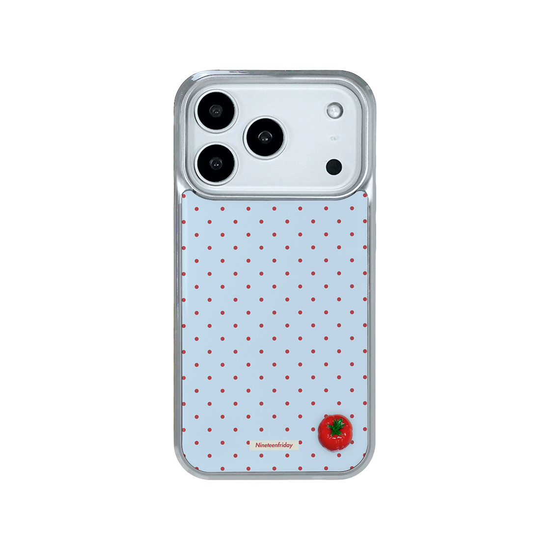 나인틴프라이데이 입체 토마토 실버 맥세이프 에폭시 케이스 - 블루(NINETEENFRIDAY 3D Tomato Silver Magsafe Epoxy Case - Blue)