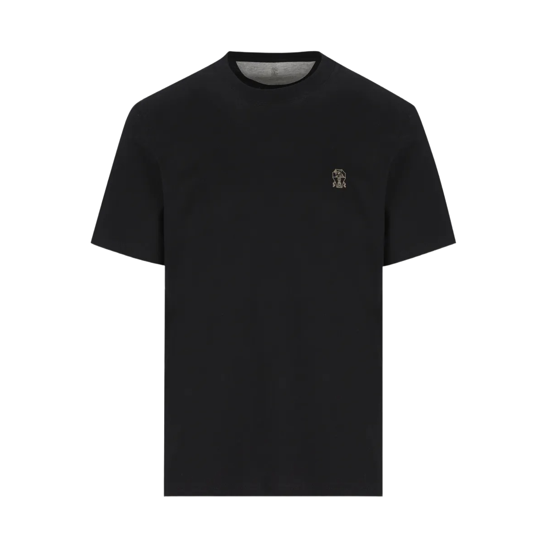 브루넬로 쿠치넬리 로고 코튼 저지 크루넥 티셔츠 블랙(Brunello Cucinelli Cotton Jersey Crewneck T-Shirt with Logo Black) - 1
