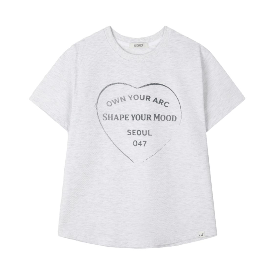 아크무어 하트 아카이브 레터링 티 멜란지 그레이(ARCMOOR Heart Archive Lettering T-Shirt Melange Grey)