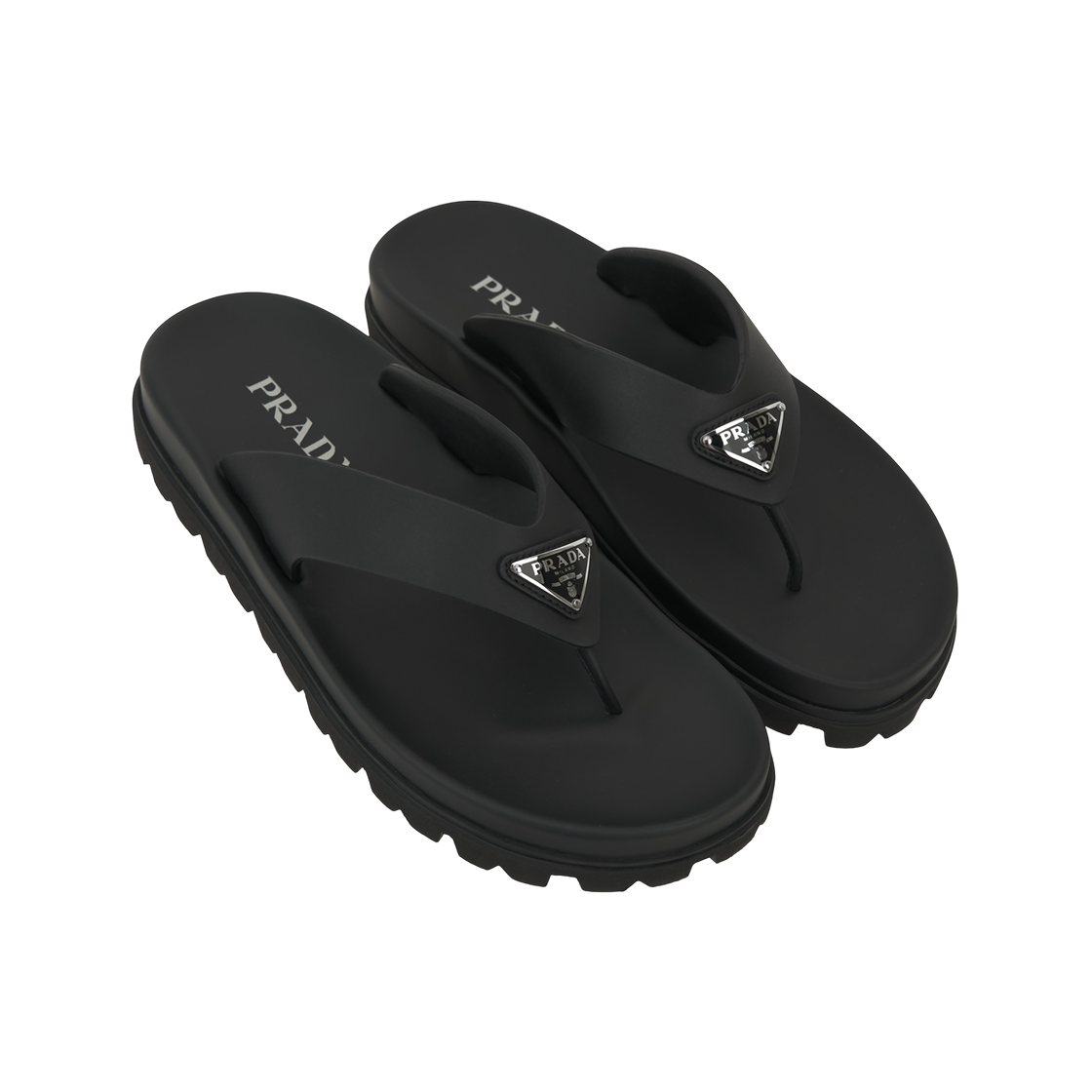 (W) 프라다 러버 통 샌들 블랙((W) Prada Rubber Thong Sandals Black) - 4