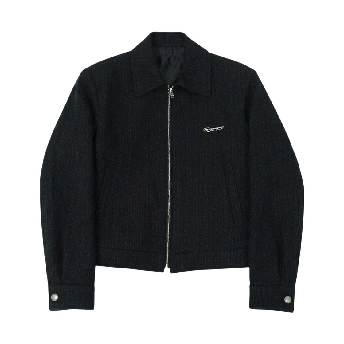 W261JP01905B Wooyoungmi Tweed Zip-Up Jacket Black - 26SS