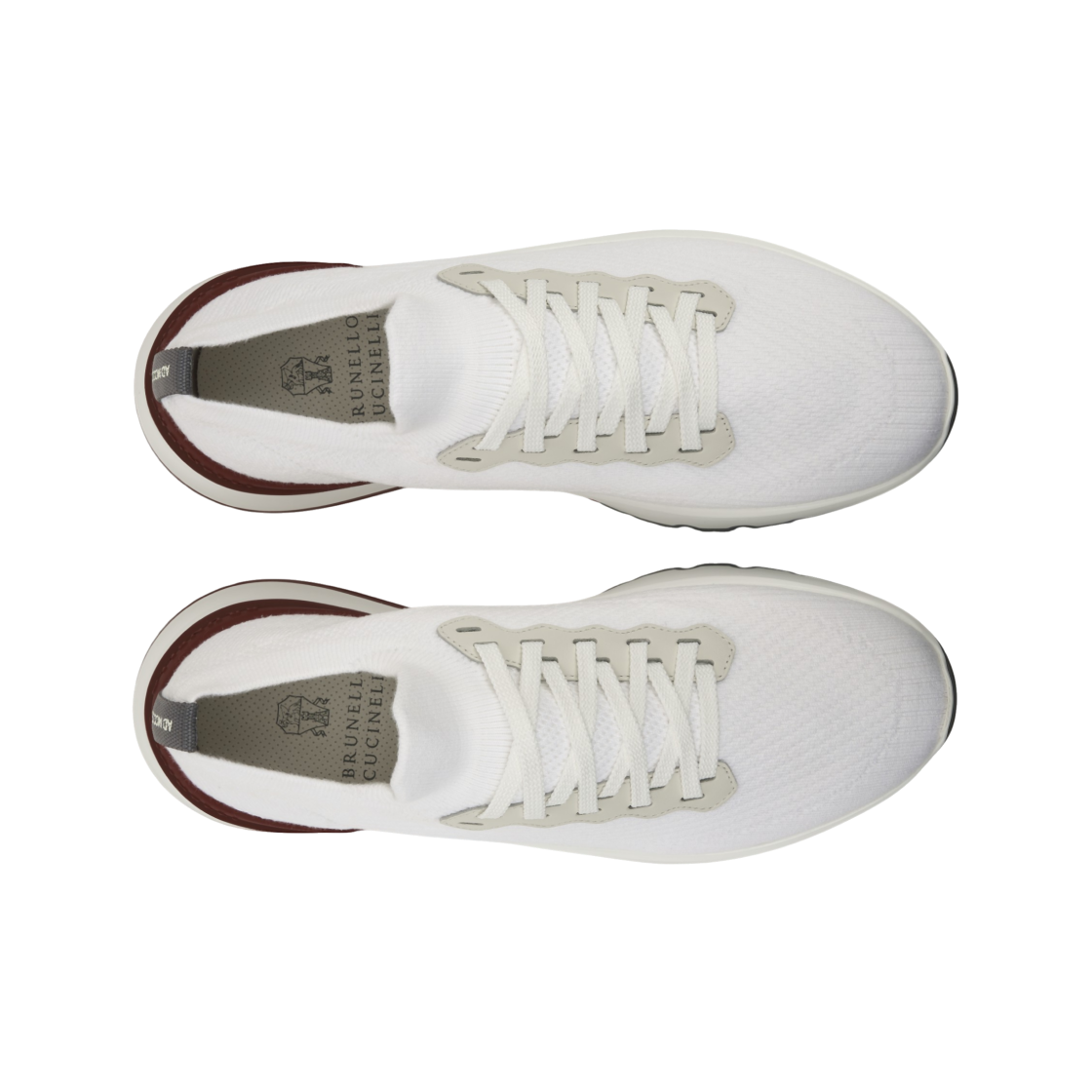 브루넬로 쿠치넬리 코튼 니트 세미 폴리쉬드 카프스킨 러너 화이트(Brunello Cucinelli Cotton Knit Semi Polished Calfskin Runners White) - 5