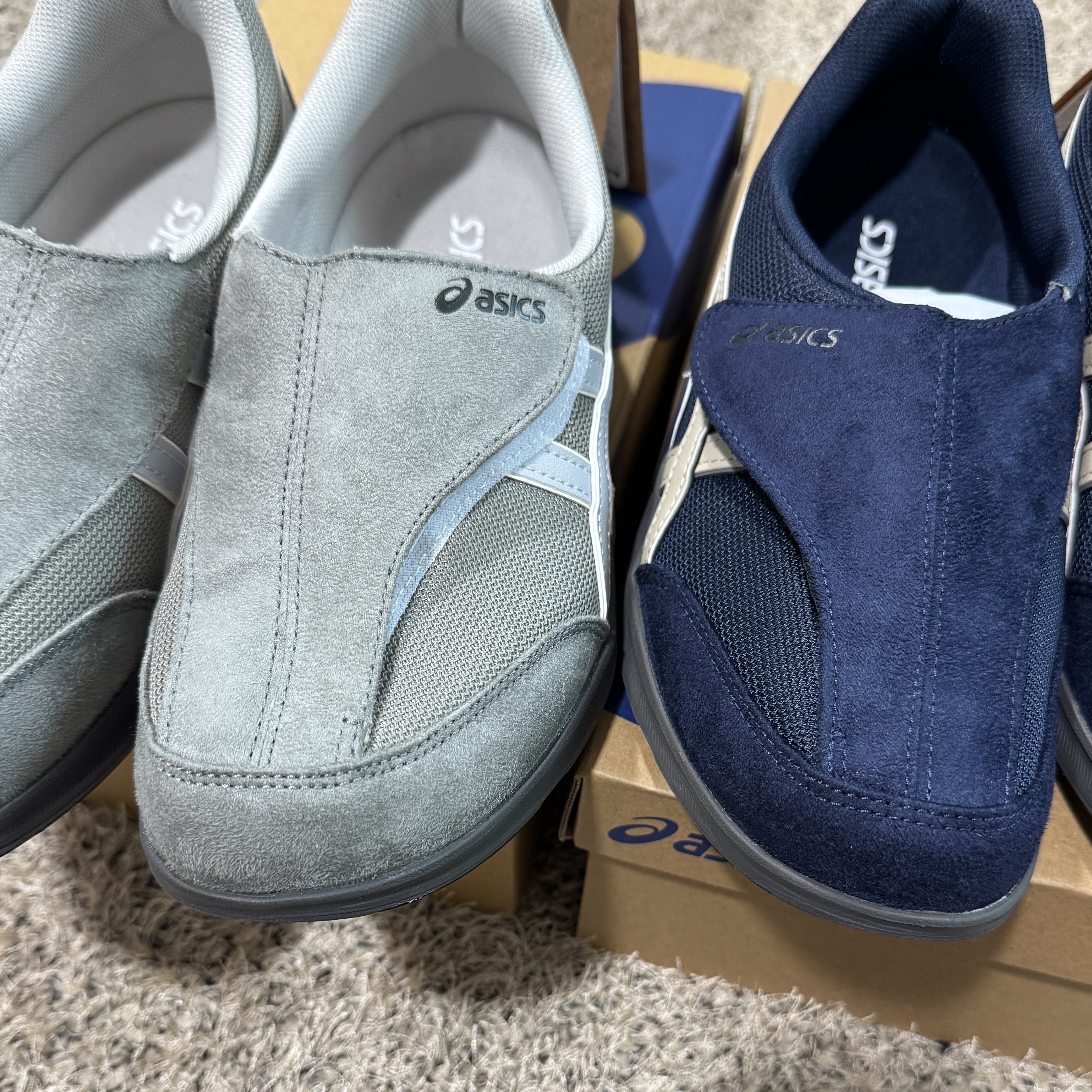 Asics Life Walker 010 Navy Blue - 3E Wide, Asics Life Walker 010 Grey - 3E Wide 착용 스타일