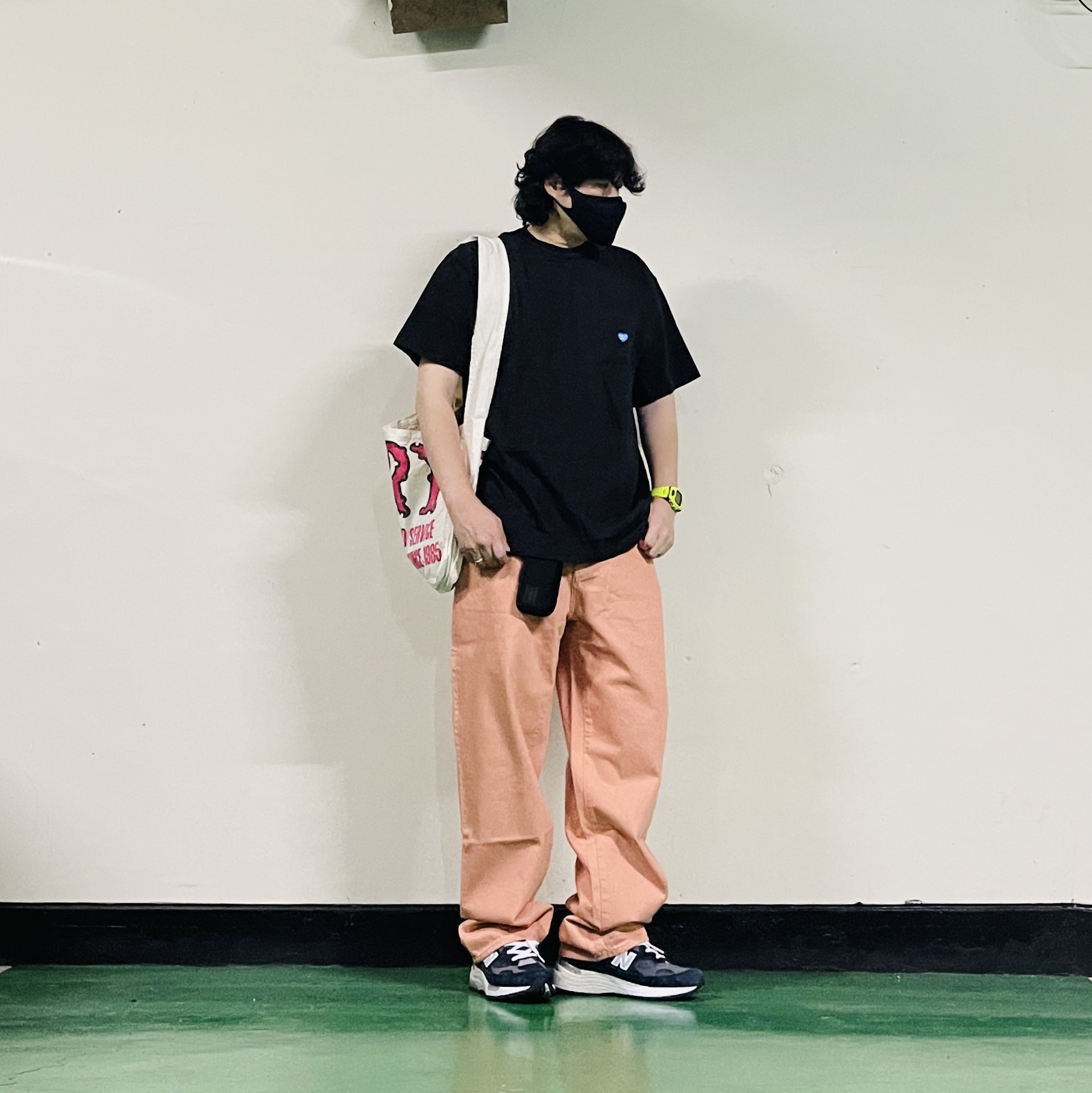 Kapital Cotton Twill Kountry Factory Book Bag Kinari, Supreme Baggy Jean Dusty Peach - 24SS 착용 스타일 - 3