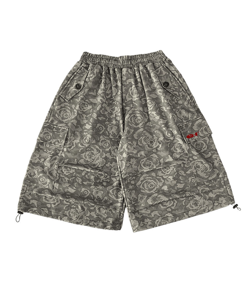 E261SBT002RR Escapefrom Flower Camo All-Over Print Bermuda Sweatpants Brown