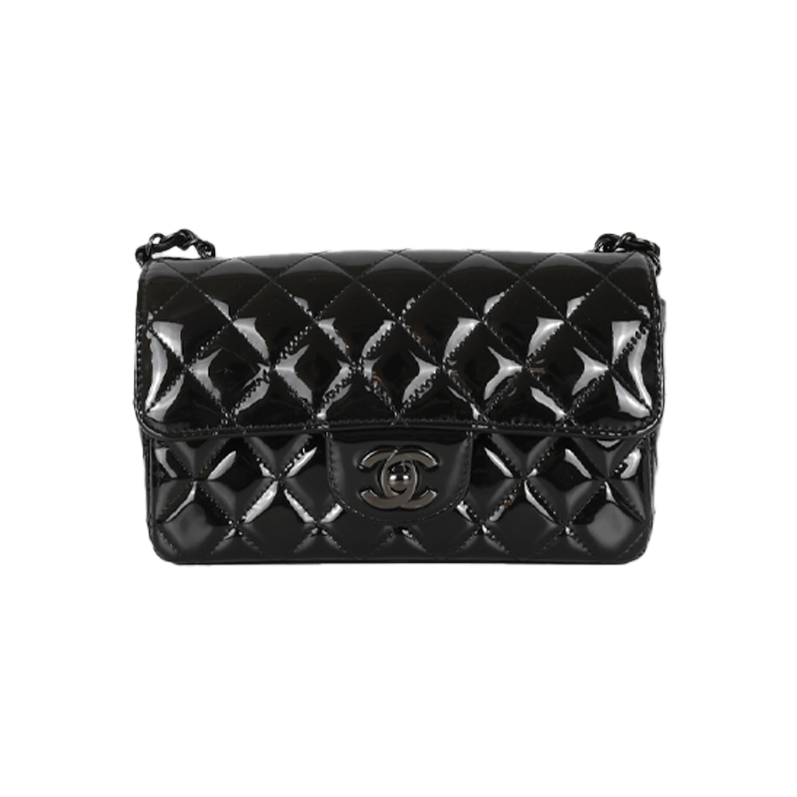 ITLQWM5ANJ4K Chanel Classic Mini Patent Black Metal Flap Bag
