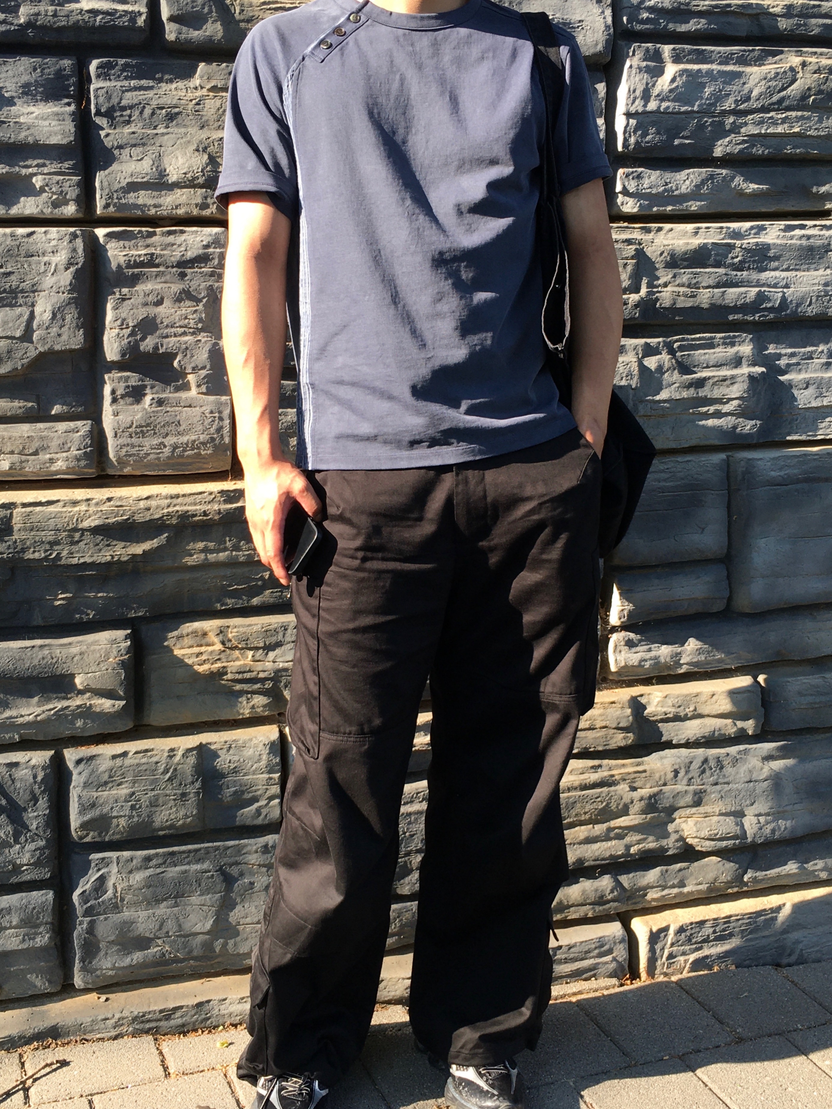 Hatchingroom Zip Cargo Work Pants Black, Asics Gel-Kinetic Fluent Black Vanilla 착용 스타일 - 2
