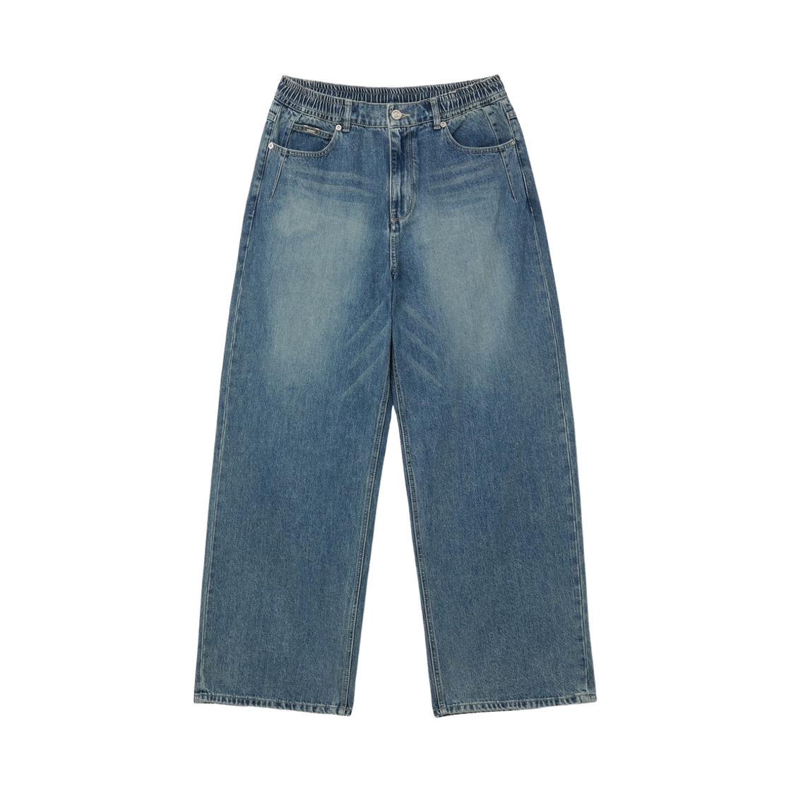 커스텀멜로우 와이드핏 드로스트링 진 블루(Customellow Wide Fit Drawstring Jeans Blue)
