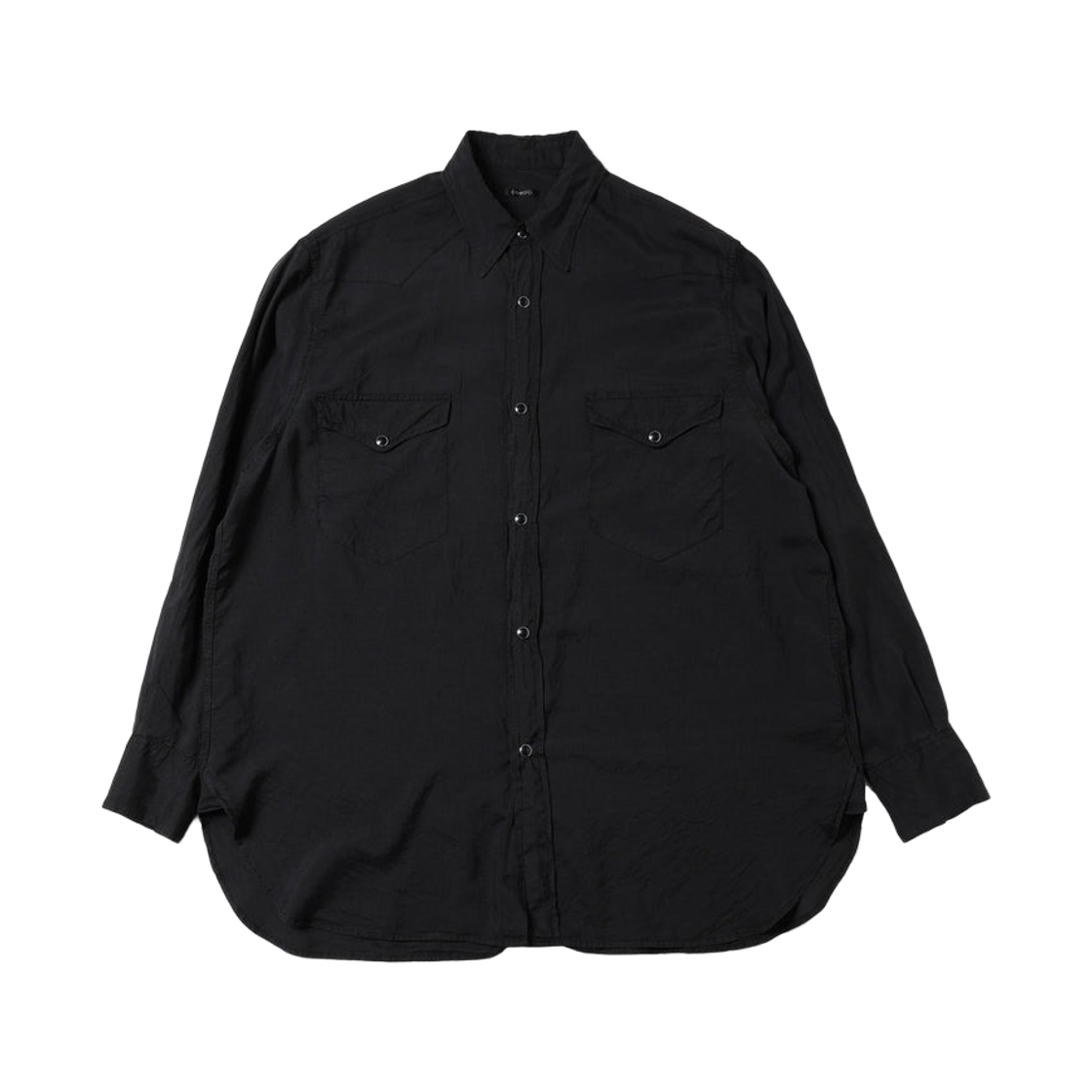 코모리 실크 가먼트 다이드 웨스턴 셔츠 블랙 - 26SS(Comoli Silk Garment Dyed Western Shirt Black - 26SS)