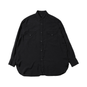 Comoli Silk Garment Dyed Western Shirt Black - 26SS