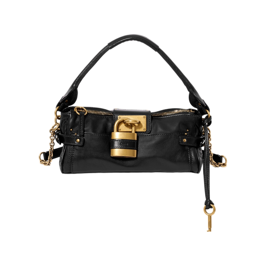 CH26AS822P75001 Chloe Small Paddington Bag with Strap in Grained Leather Black