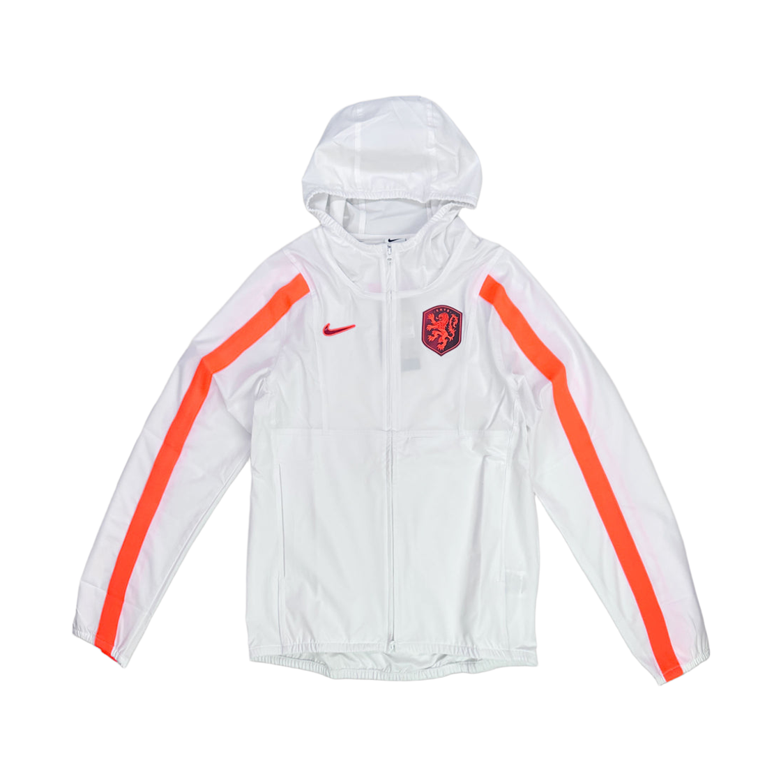 IH1876-100 Nike Netherlands Energy Dri-Fit Soccer Woven Jacket White Hyper Crimson (IH1876-100) (Non Marking Ver.)