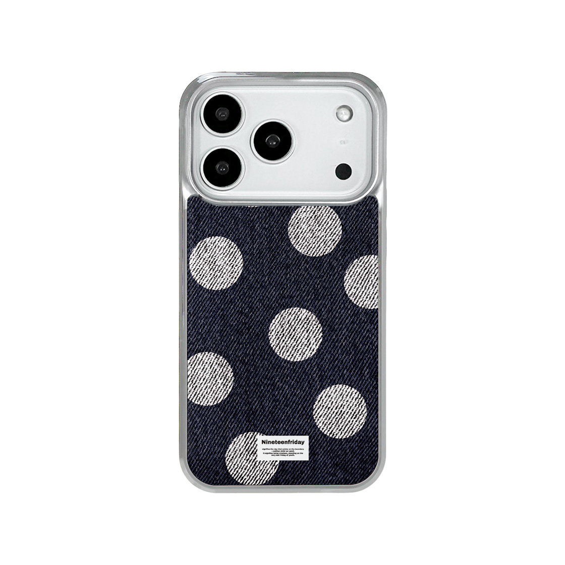 나인틴프라이데이 데님 빅 도트 실버 맥세이프 에폭시 케이스(NINETEENFRIDAY Denim Big Dot Silver Magsafe Epoxy Case)