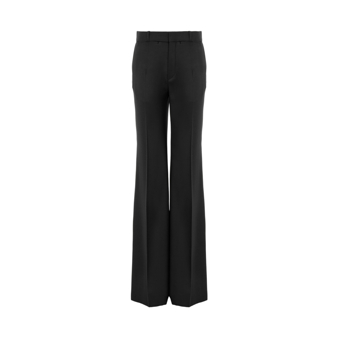 (W) 끌로에 하이 라이즈 플레어 팬츠 울 그레인 드 뿌드르 블랙((W) Chloe High Rise Flared Pants in Wool Grain De Poudre Black)