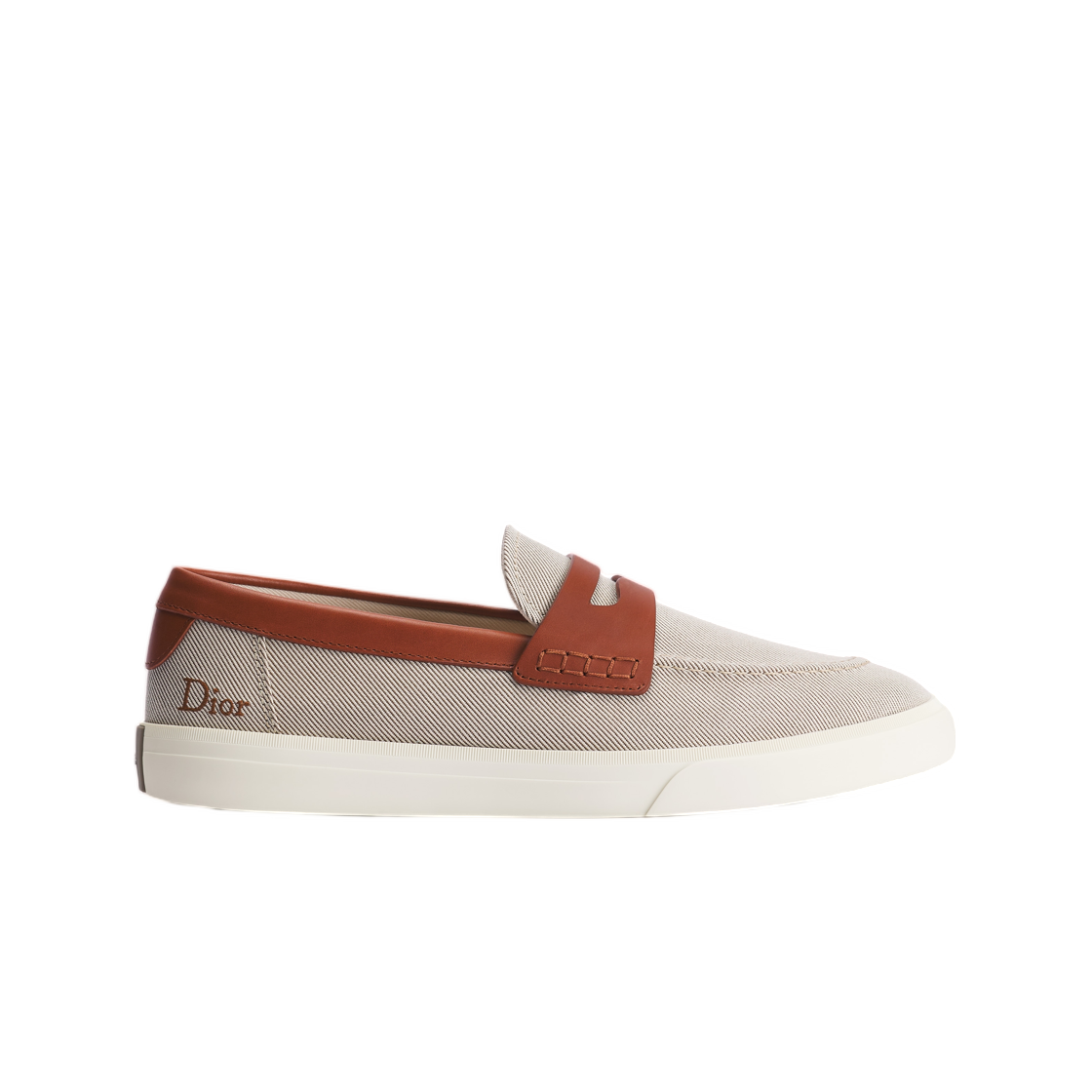 3LO370ADU-H700 Dior Dioriviera Dior Chester Loafer Cotton Canvas & Smooth Calfskin Beige Brown