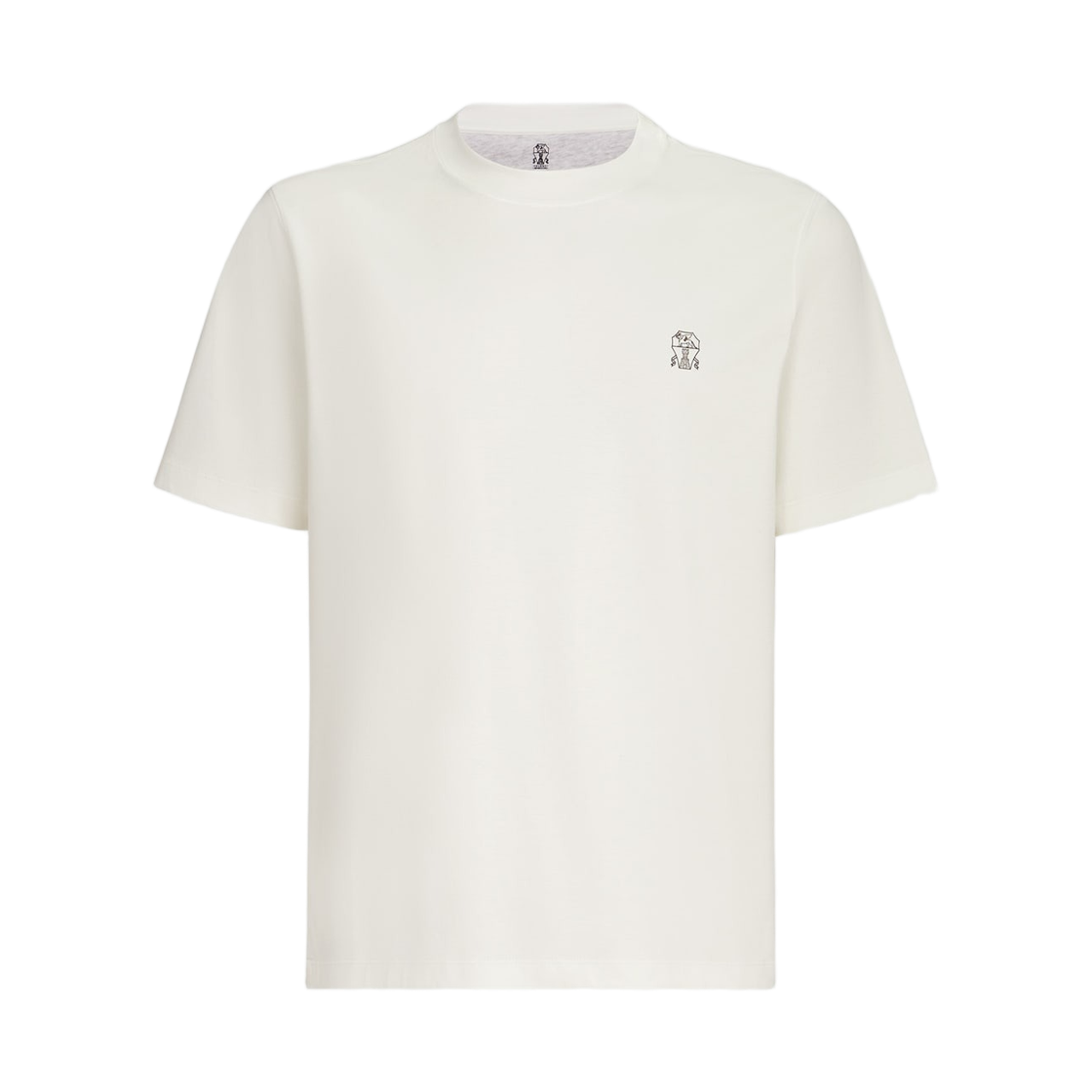 브루넬로 쿠치넬리 로고 코튼 저지 크루넥 티셔츠 오프 화이트(Brunello Cucinelli Cotton Jersey Crewneck T-Shirt with Logo Off White) - 1