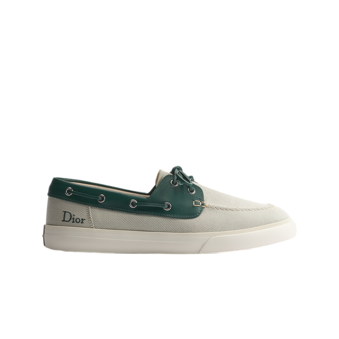 3LO369ADU-H606 Dior Dioriviera Dior Chester Boat Shoe Cotton Canvas & Smooth Calfskin Green Green